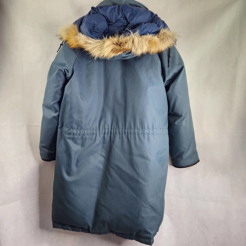 Vintage Mens Sears Parka Coat with Removable Hood Blue Size 44  Down Fill - Picture 3 of 12